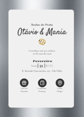 Plantilla de invitación: Bodas de prata 25 anos prata