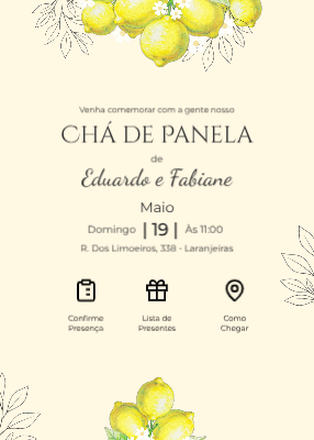 Plantilla de invitación: Chá de panela floral outono laranja marrom