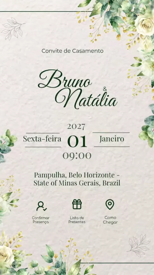 Convite de casamento floral